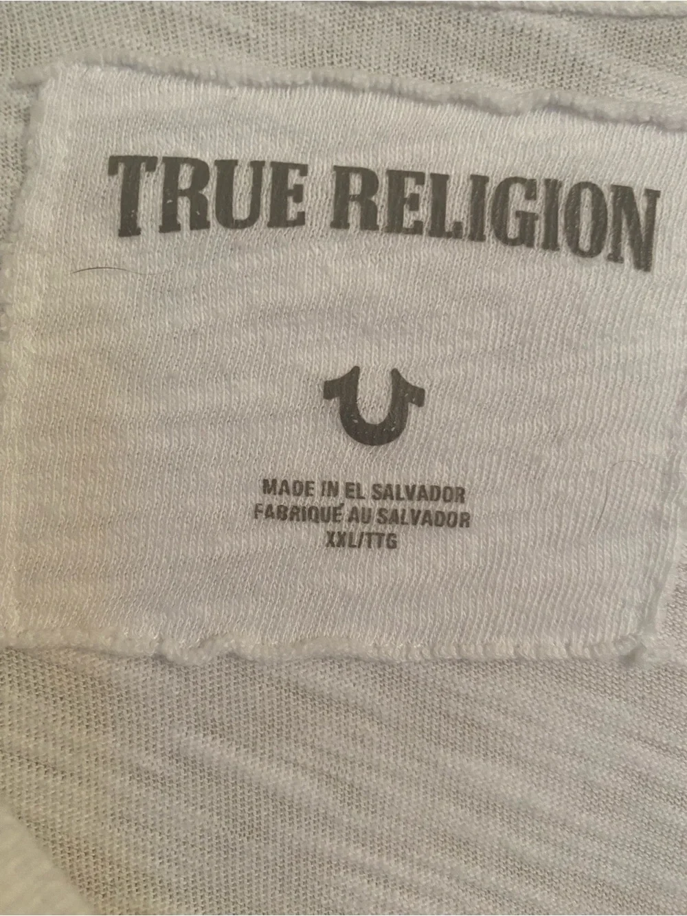 True Religion White Tee with Black and Red Layered Logo